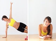 asian lifestyle model exercising and relaxing on hardwood floors